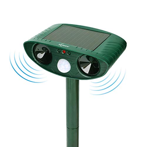 Solar Animal Repeller, Outdoor Motion Detector& Flashing Light, Dog, Cat Repellent, Squirrel, Raccoon, Skunk, Rat, Mole, Deer, Rabbit