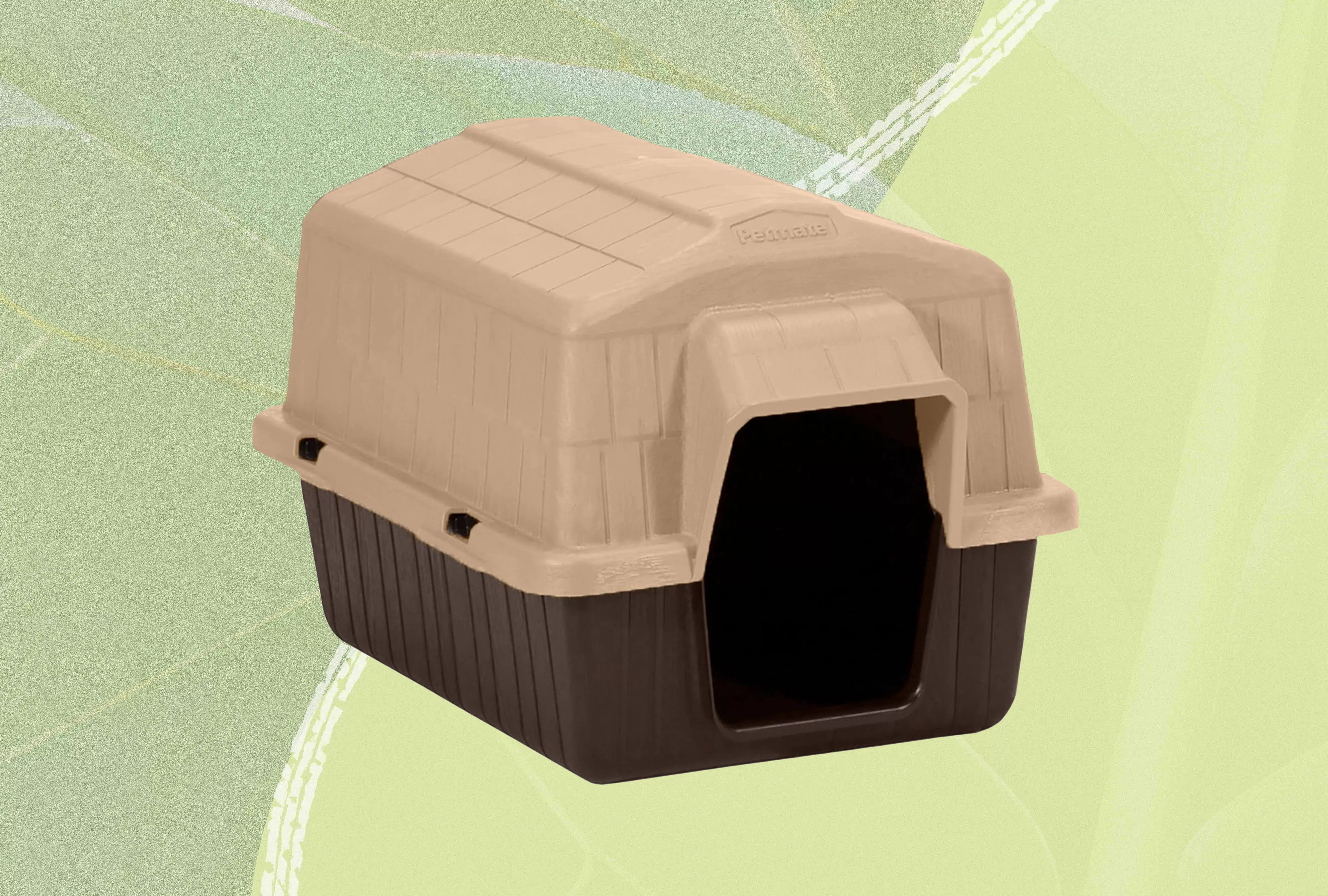 A dog house we recommend on a green background