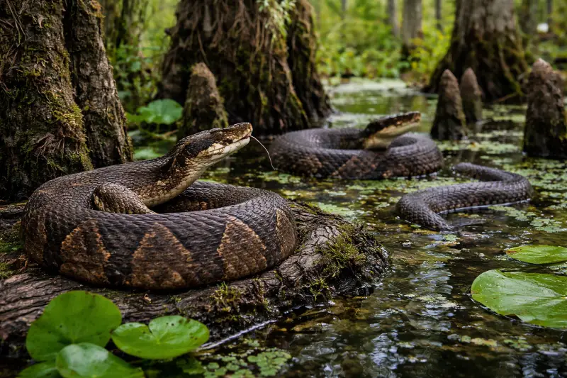 Water Moccasins in Georgia Wetlands