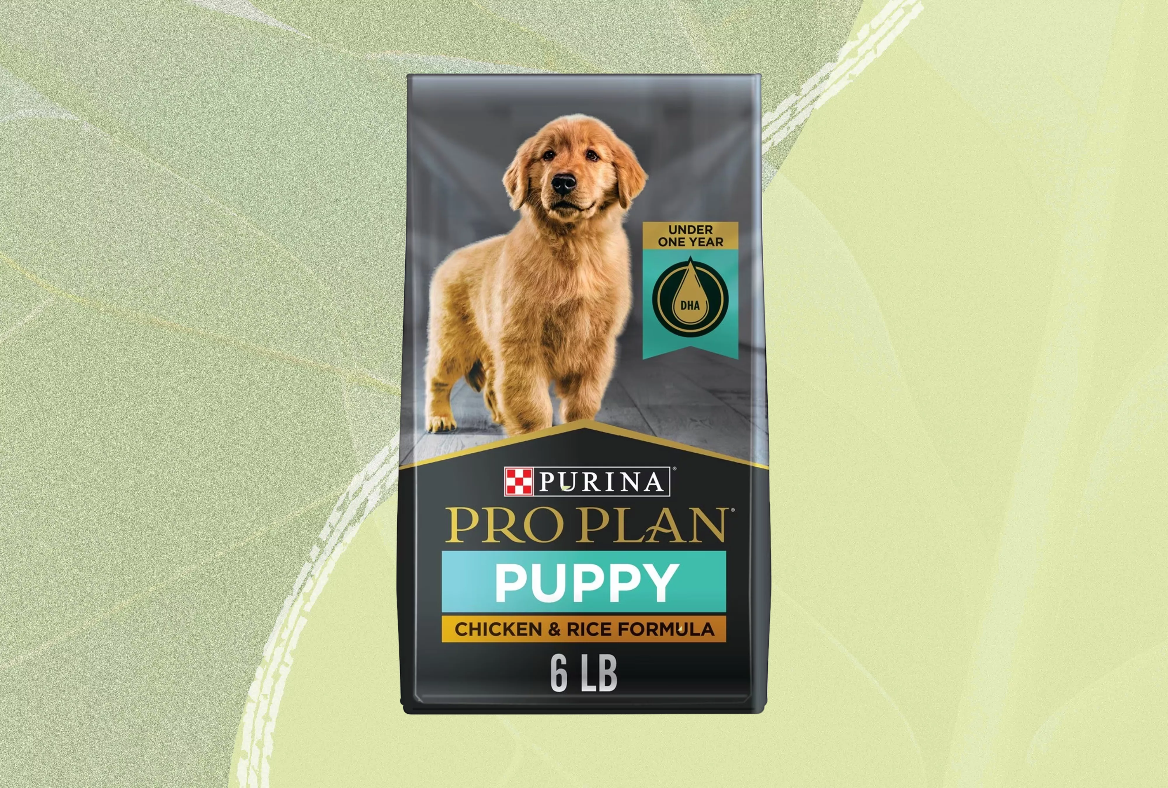 Purina Pro Plan Puppy Food on a green background