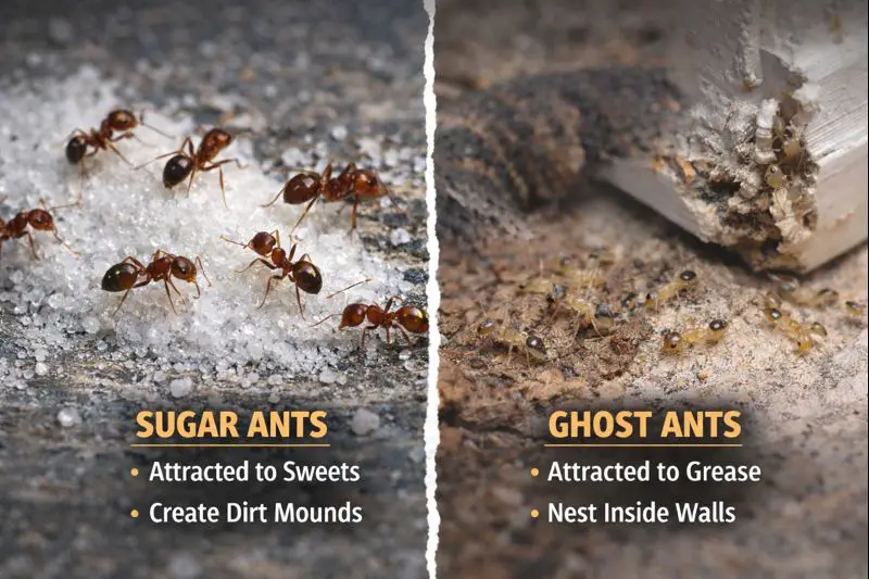 How Sugar Ants and Ghost Ants Behave Differently Inside Texas Houses